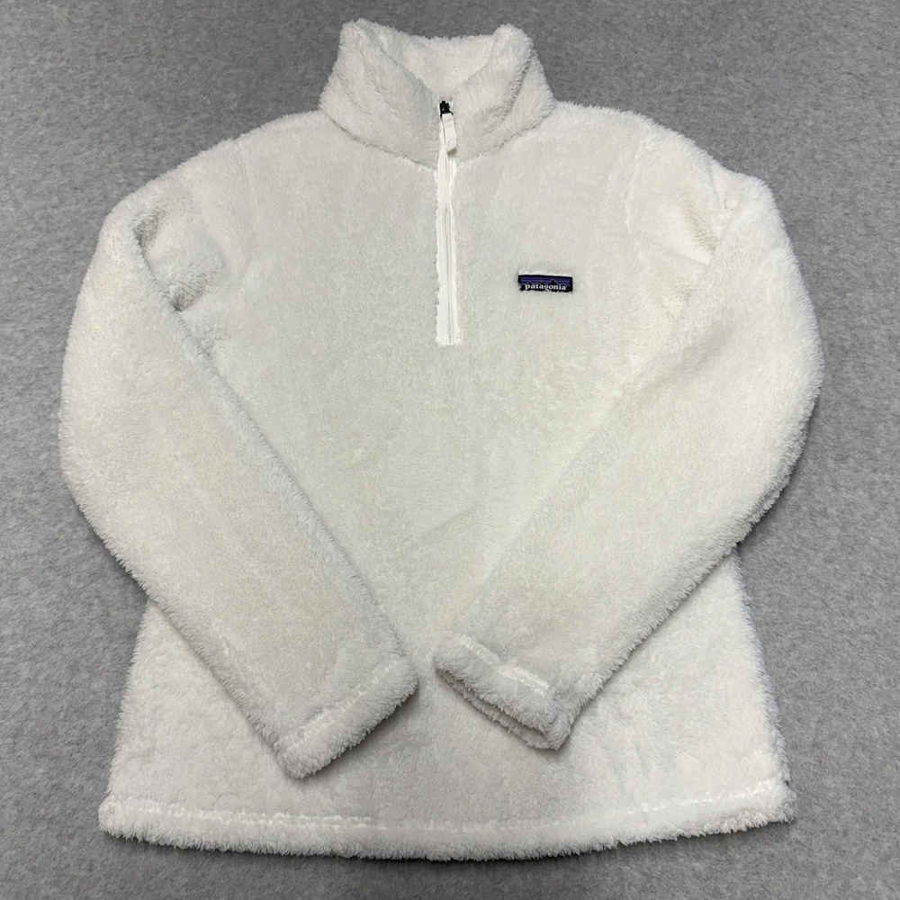 Patagonia Los Gatos Fleece Pullover Womens M White 1/4 Zip Mock Neck Hiking